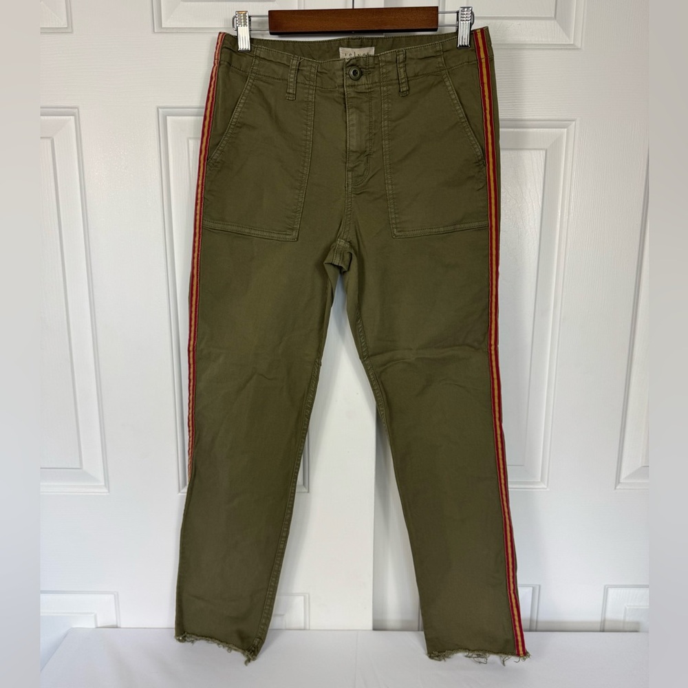 Velvet By Graham Spencer Olive Green Pants With Track Stripe Women’s Size 6
